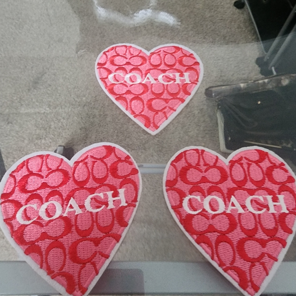 Coach Red Heart Iron On Patches Trio